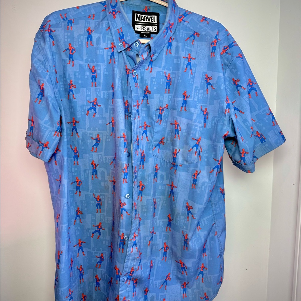 RSVLTS Blue Spider-Man Patterned Men's Shirt
